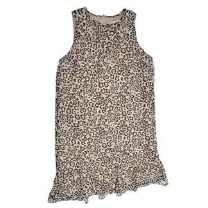 LOFT Leopard Animal Print Dress Sleeveless Ruffled Hem Sheath Mob Wife Career M